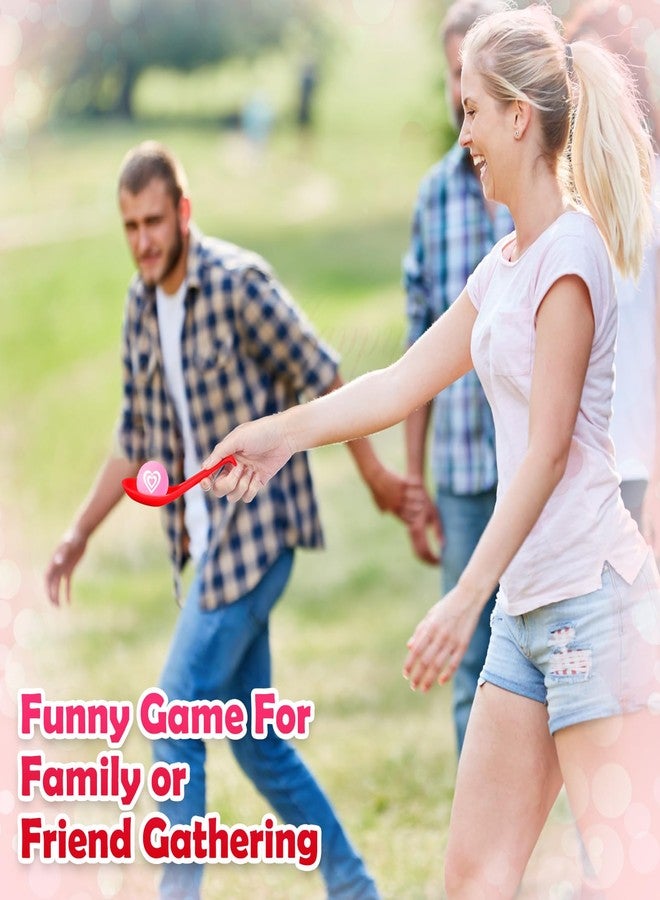 PullCrease 24 Pack Valentine's Day Game Spoon Relay Race Toy Set for Kids, Heart Ball and Spoon Race Game for Classroom School Indoor Outdoor Office Party Supplies Favors(White, Pink, Red,Heart) - Image 4